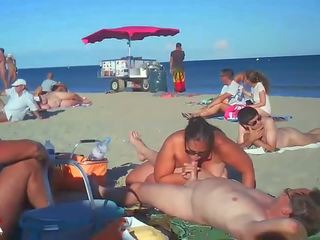 Milf Blows Her lady On Nude Beach By Voyeurs