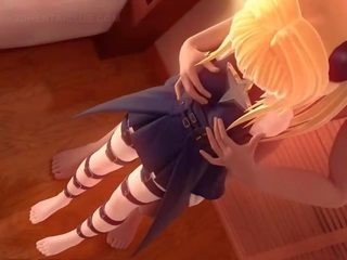 Mokre anime kochanie cipka wbity ciężko w łóżko